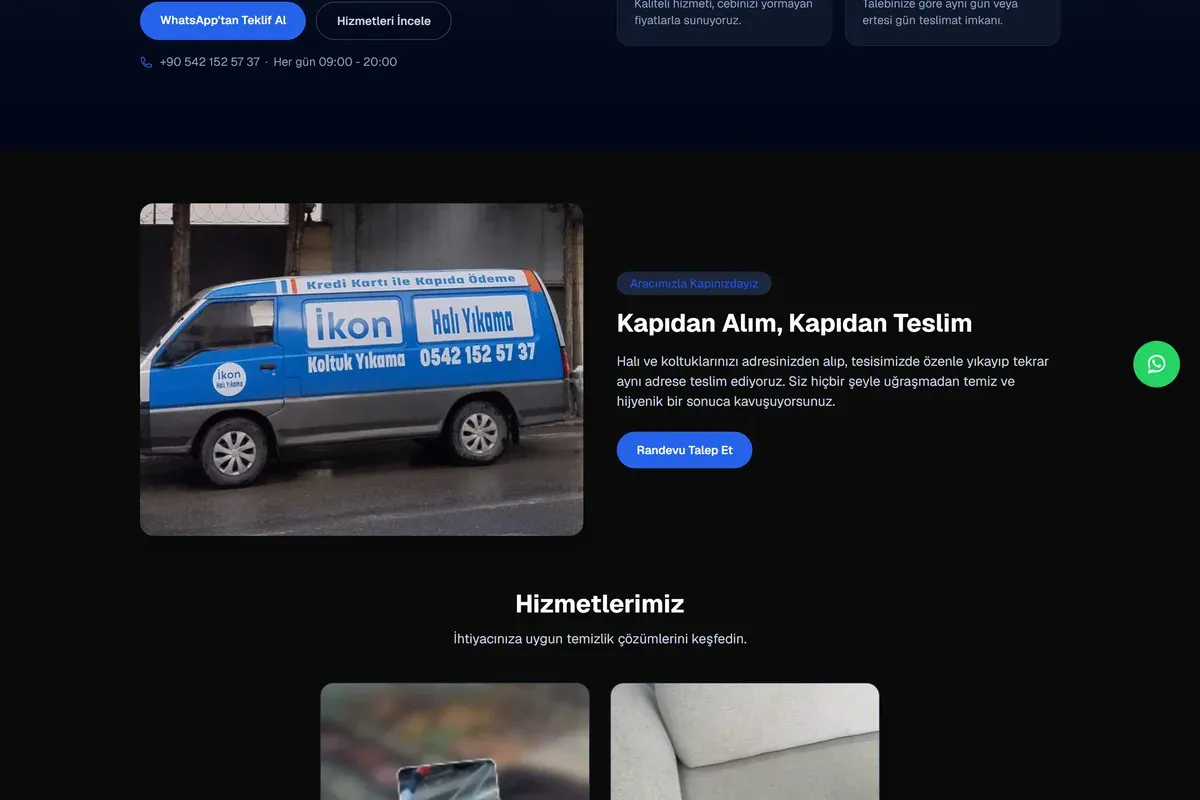 İkon Halı Yıkama sitesinden bölüm görüntüsü 1